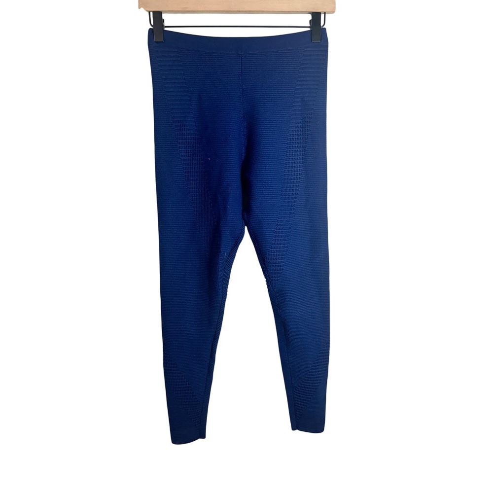 Adam Selman Sport Royal Blue Textured Ribbed Knit Leggings Small